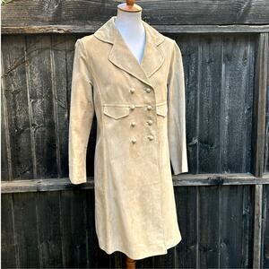 Vintage 1960s–70s Mod Suede Double-Breasted Coat – Taupe, Fits Like Size 6